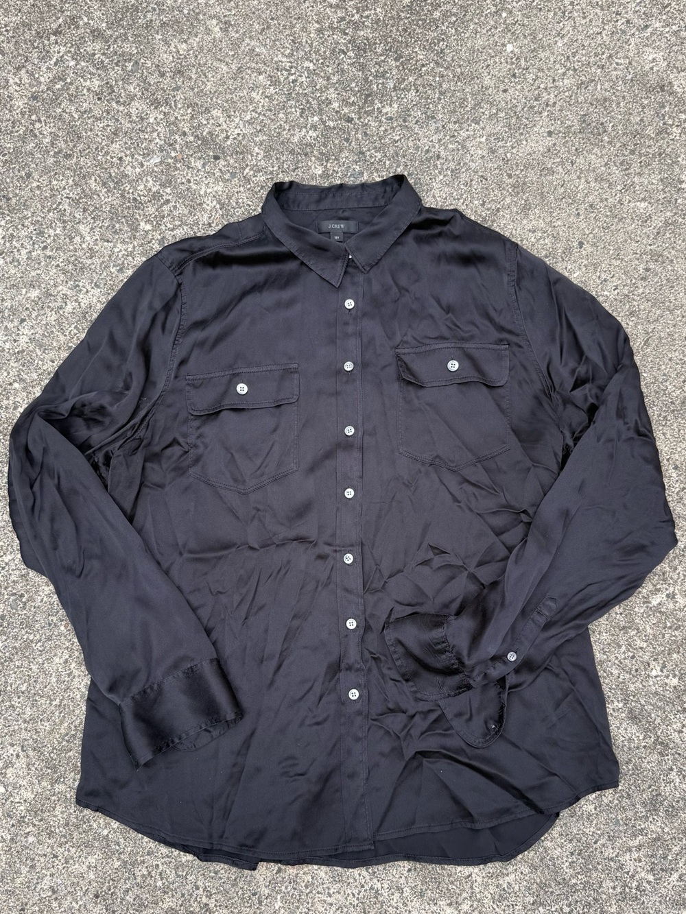 J.Crew 100% Silk Black Button Down Shirt Women’s 18T